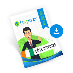 Straatnamen, postcodes en adressen database van Ivoorkust - CSV, Excel, SQL, XML